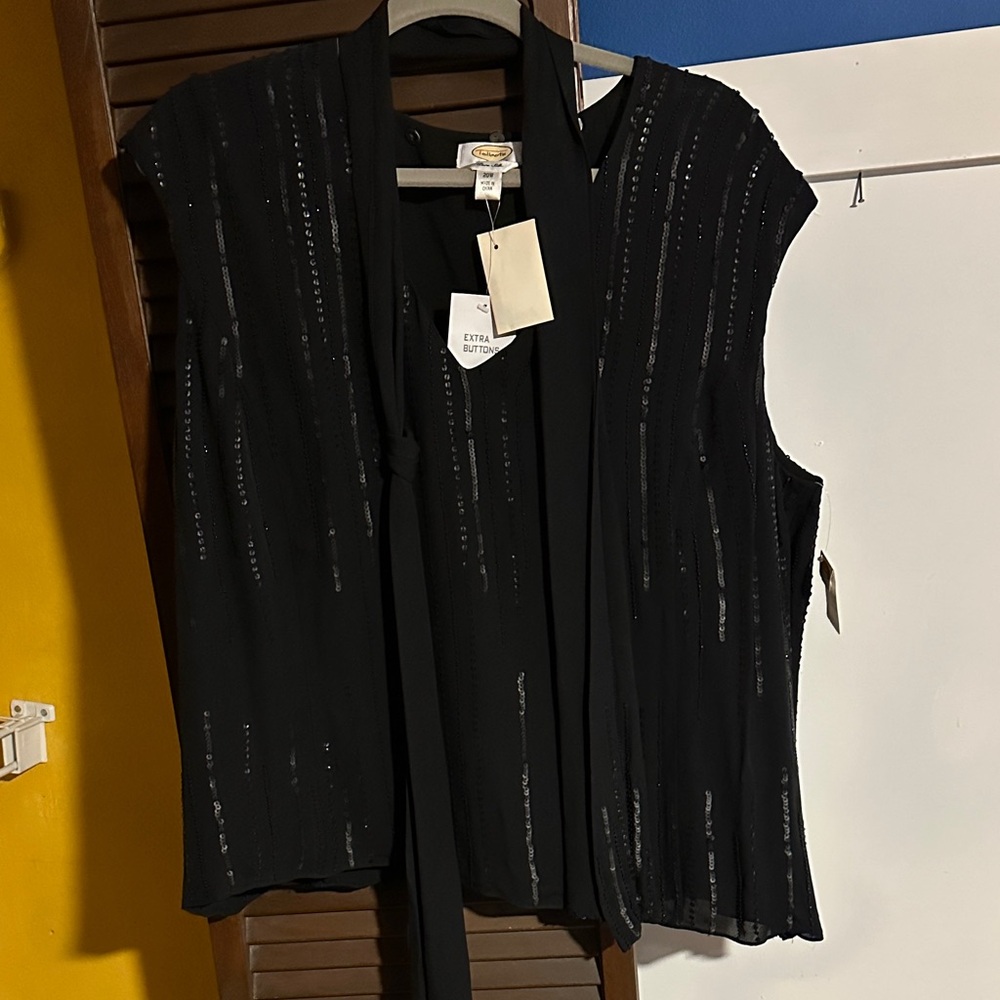 Talbots Black Sequin Sleeveless Top NWT